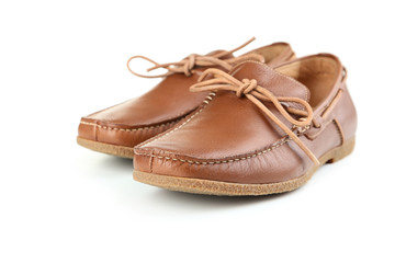 Fashion brown shoes isolated on a white