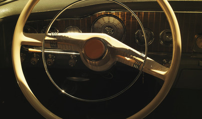 Fototapeta na wymiar Vintage car dashboard (fragment)