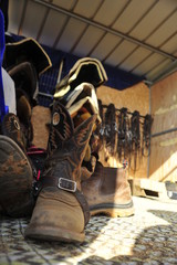 The riding accessories with shoes on the front