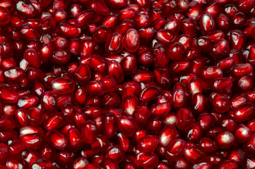 Delicious red ripe juicy pomegranate seed background texture - Powered by Adobe