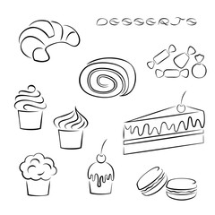 Set of sweets and desserts Elements. Can be used as Logo or Icon