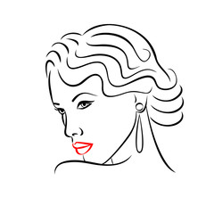 Woman face silhouette. Abstract  concept for fashion design.