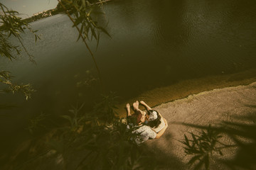 beautiful couple gently hugging