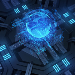 3d hologram futuristic interface.