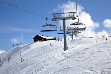 Ski trail in Lindvallen. Salen. Dalarna county. Sweden