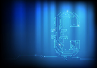 Vector : Electronic circuit in euro symbol on technology backgro