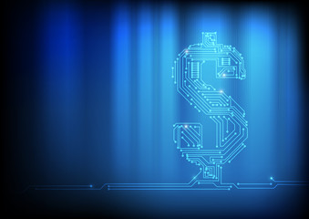 Vector : Electronic circuit in dollar symbol on technology backg