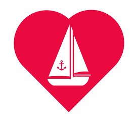 Voilier dans un cœur