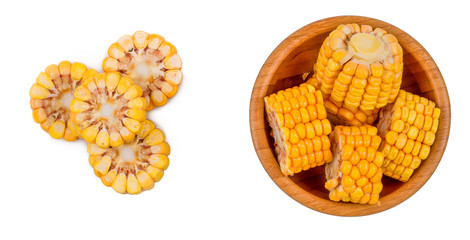Corn in a plate on a white background