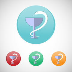 Pharmacy symbol. Snake and cup  vector icon set.