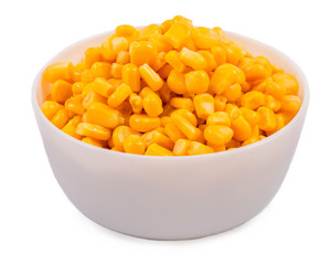 Corn in a plate on a white background