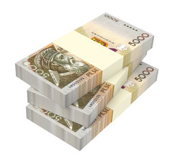 Albanian money isolated on white background. Computer generated 3D photo rendering.