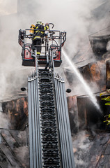 Fototapeta premium Fireman on ladder