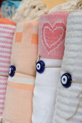 Traditional turkish cotton towels rolled