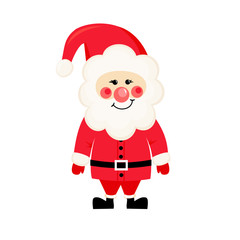 Cute Santa Claus isolated on white background. Winter holidays illustration.