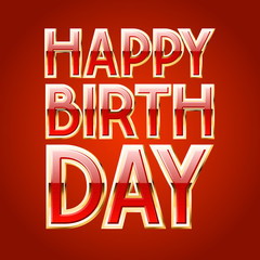 Happy birthday vector card with luxury red and gold font