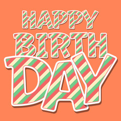 Happy birthday vector card with funny colorful stripes
