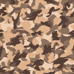 War desert brown safari camouflage seamless vector pattern. Can be used for wallpaper, pattern fills, web page background, surface textures. Vector illustration