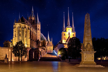 Erfurt Thüringen Deutschland Dom Kirche Sehenswürdigkeit bei Nacht