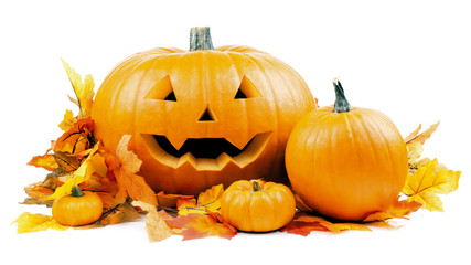 Naklejka premium Halloween Kürbis Horror Party Hintergrund isoliert