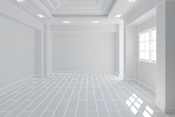 3D Interior rendering of a modern kitchen