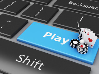 3d Casino Chips on the computer keyboard