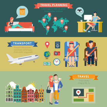 Travel vacation planning transport ticket vector infographics