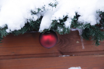 Christmas snow ornament outdoors