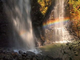 Fototapeta na wymiar Thailand waterfall in Sukhothai (Tad Dao) with rainbows