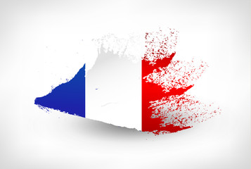 Brush painted flag of France