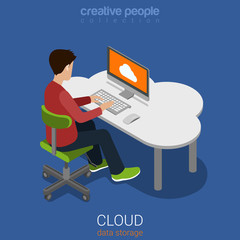 Cloud data personal storage computing flat 3d vector isometric