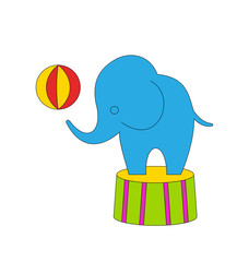 Dexterous Circus Cartoon Elephant on Podium with Ball