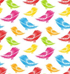 Fototapeta premium Seamless Pattern with Abstract Colorful Birds