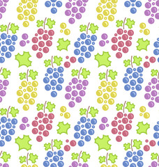 Fototapeta na wymiar Seamless Pattern with Colorful Bunches of Grape