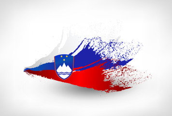 Brush painted flag of Slovenia