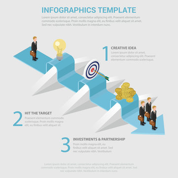 Way to business success step obstacle flat isometric infographic