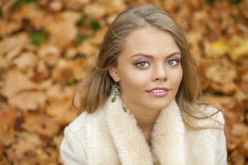 Portrait close up of young beautiful blonde girl