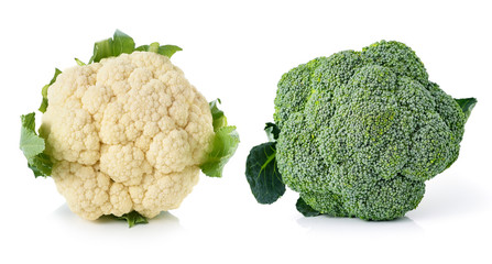 Cauliflower and broccoli isolated on white background
