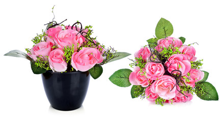 Colorful artificial flower on white background