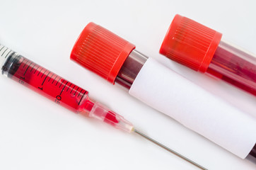 Fototapeta premium Syringe And Plastic Test Tube.