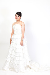 Fototapeta na wymiar beautiful bride asian on white background.