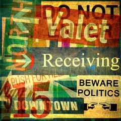 aged grunge photo collage of old signs