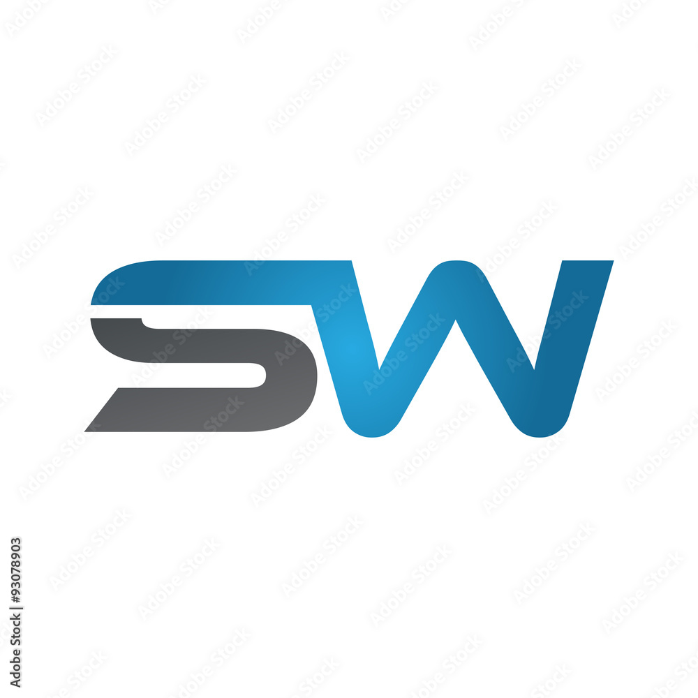 Wall mural sw company linked letter logo blue