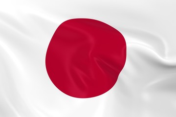 Waving Flag of Japan - 3D Render of the Japanese Flag with Silky Texture