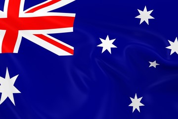 Waving Flag of Australia - 3D Render of the Australian Flag with Silky Texture