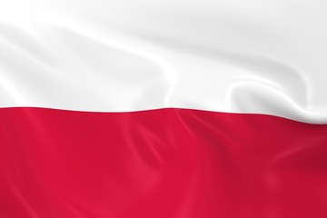 Waving Flag of Poland - 3D Render of the Polish Flag with Silky Texture