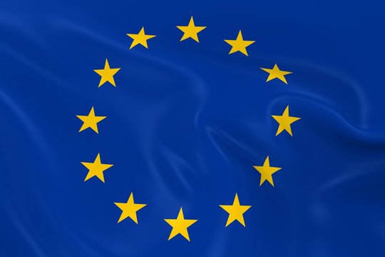 Waving Flag of the European Union - 3D Render of the EU Flag with Silky Texture
