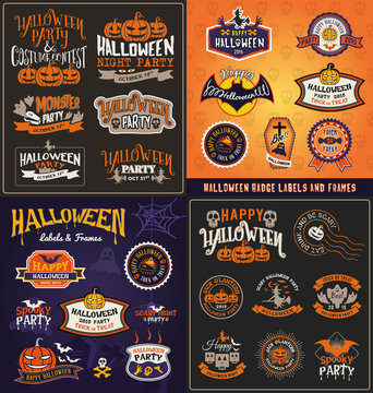 Halloween badge and label sticker collection. Halloween Party, Happy Halloween for sticker, label, banner, greeting card and invitation. Vector illustration