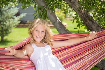 Young girl in hammock
