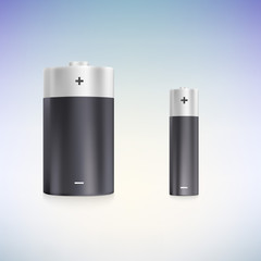 Set standard size batteries on a scale.